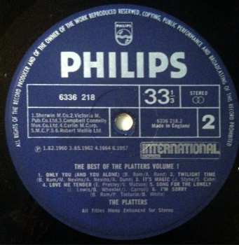 LP The Platters: The Best Of The Platters Volume 1