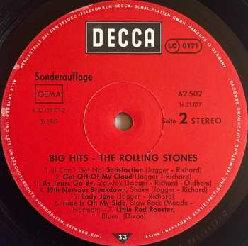 LP The Rolling Stones: Big Hits (High Tide And Green Grass)