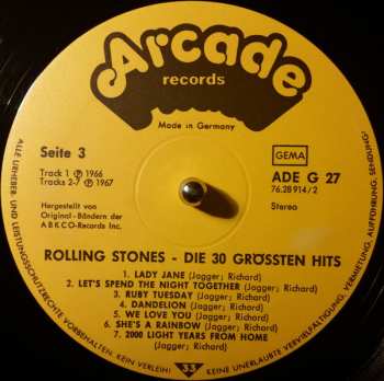 2LP The Rolling Stones: Die 30 Größten Hits In Originalaufnahmen