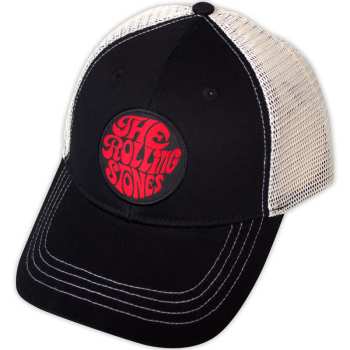 Merch The Rolling Stones: The Rolling Stones Unisex Mesh Back Cap: 70s Logo Emblem (black & Natural)