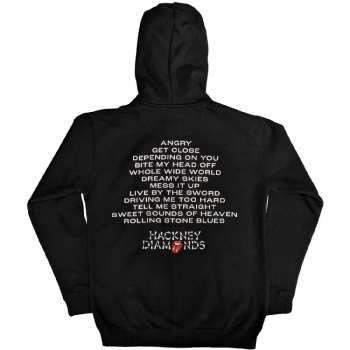 Merch The Rolling Stones: The Rolling Stones Unisex Zipped Hoodie: Hackney Diamonds Tracklist (back Print) (small) S