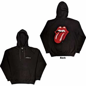 Merch The Rolling Stones: The Rolling Stones Unisex Zipped Hoodie: Logo & Tongue (back Print) (small) S