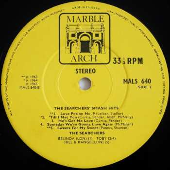 LP The Searchers: The Searchers' Smash Hits