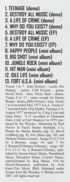 CD The Weirdos: Destroy All Music