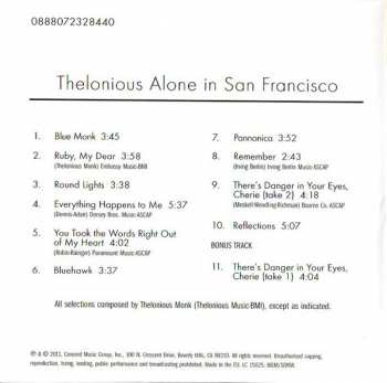 CD Thelonious Monk: Thelonious Alone In San Francisco