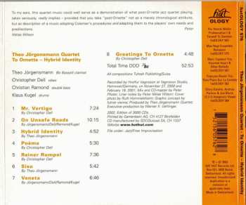 CD Theo Jörgensmann Quartet: To Ornette - Hybrid Identity