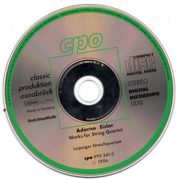 CD Hanns Eisler: Works For String Quartet