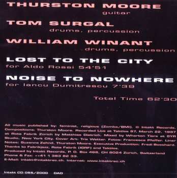 CD Thurston Moore: Lost To The City / Noise To Nowhere