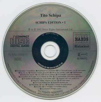 CD Tito Schipa: The Complete 1922-1924 Recordings, Vol. 1