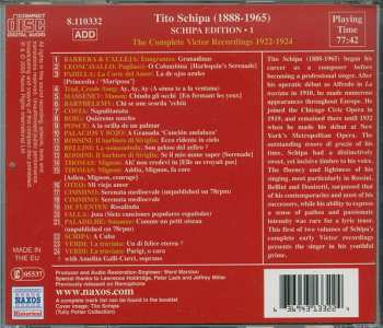 CD Tito Schipa: The Complete 1922-1924 Recordings, Vol. 1