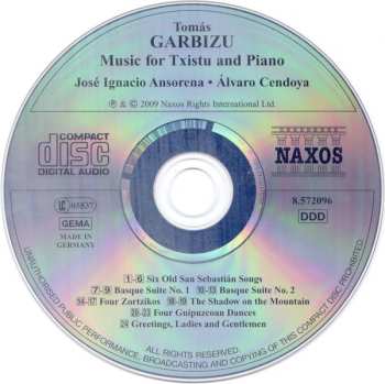 CD Álvaro Cendoya: Music For Txistu And Piano / Six Old San Sebastián Songs / Basque Suites / Four Zortzikos