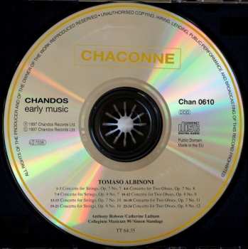 CD Tomaso Albinoni: Double Oboe Concertos & String Concertos - Volume II