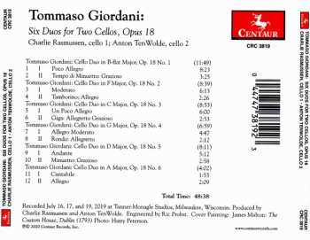 CD Tommaso Giordani: Six Duos For Ten Cellos, Opus 18