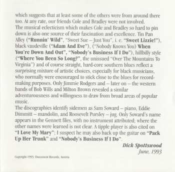 CD Tommie Bradley: The Tommie Bradley - James Cole Groups 1928-32 (Complete Recorded Works In Chronological Order)