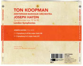 CD Joseph Haydn: Symphonies N° 97 & 98, London Symphonies Vol.1