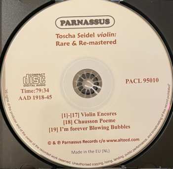 CD Toscha Seidel: Rare And Newly Re-Mastered