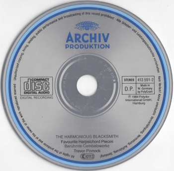 CD Trevor Pinnock: The Harmonious Blacksmith (Favourite Harpsichord Pieces · Berühmte Cembalowerke)