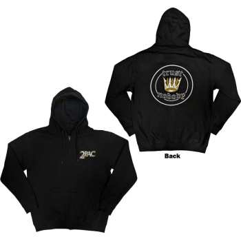 Merch Tupac: Tupac Unisex Zipped Hoodie: Crown Seal (back Print) (small) S