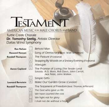 CD Dallas Wind Symphony: Testament - American Music For Male Chorus And Band