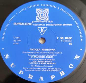 2LP/Dobozkészlet Václav Cibula: Antická Knihovna (Rada Moudrých - Výběr Z Rozhlasového Cyklu) (2x10" + BOX + BOOKLET) RYCHLOST 16!!!