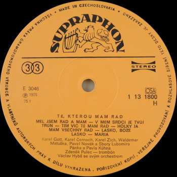 LP Václav Hybš Orchestra: Té, Kterou Mám Rád