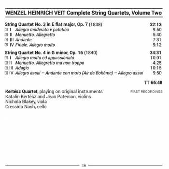 CD Václav Jindřich Veit: Complete String Quartets, Volume Two