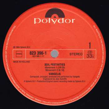 LP Vangelis: Soil Festivities