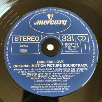 LP Various: Endlose Liebe (Endless Love) Original Motion Picture Soundtrack