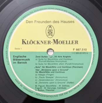 LP Various: Englische Bläsermusik Im Barock