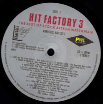 2LP Various: Hit Factory 3 - The Best Of Stock Aitken Waterman