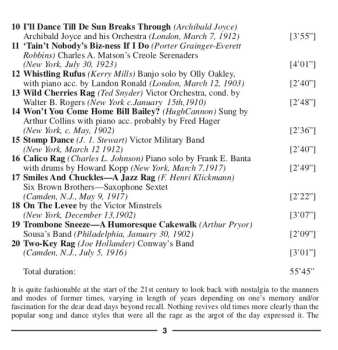 CD Various: I'll Dance Till De Sun Breaks Through -- Ragtime, Cakewalks & Stomps From 1898-1923 From The Original Recordings