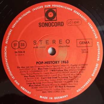 LP Various: Pop History 1963