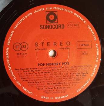 LP Various: Pop History 1972