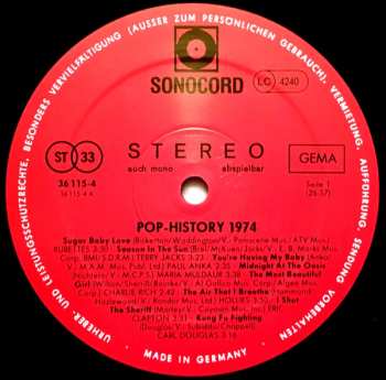 LP Various: Pop History 1974