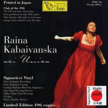 LP Raina Kabaivanska: Sei Unica LTD