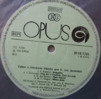 4LP/Dobozkészlet Various: Výber Z Literárnej Čítanky Pre II. Ročník Gymnázií