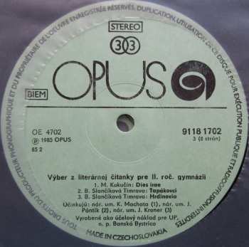 4LP/Dobozkészlet Various: Výber Z Literárnej Čítanky Pre II. Ročník Gymnázií
