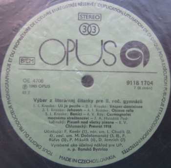 4LP/Dobozkészlet Various: Výber Z Literárnej Čítanky Pre II. Ročník Gymnázií