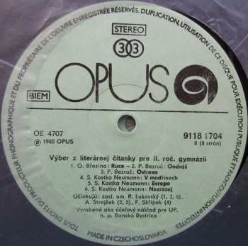 4LP/Dobozkészlet Various: Výber Z Literárnej Čítanky Pre II. Ročník Gymnázií