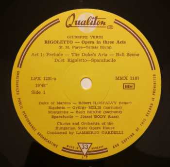 3LP Giuseppe Verdi: Rigoletto