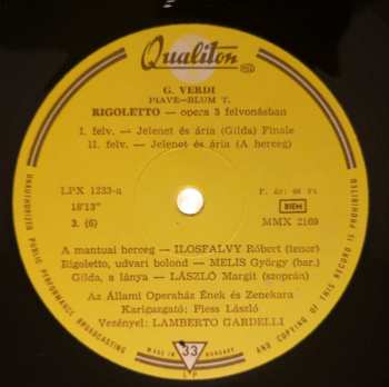 3LP Giuseppe Verdi: Rigoletto