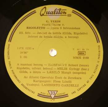 3LP Giuseppe Verdi: Rigoletto