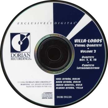 CD Heitor Villa-Lobos: String Quartets, Volume 6