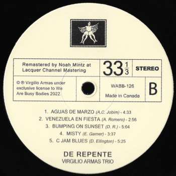 LP Virgilio Armas Trio: De Repente