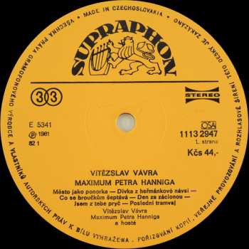 LP Vítězslav Vávra: Vítězslav Vávra & Maximum Petra Hanniga