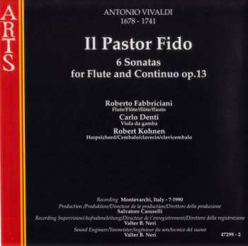 CD Antonio Vivaldi: Il Pastor Fido (6 Sonatas For Flute And Continuo Op.13)