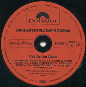 LP Vladimir Cosma: Das As Der Asse (Original Soundtrack)