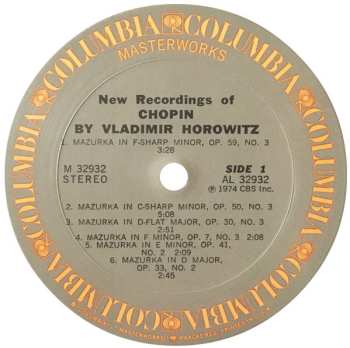 LP Vladimir Horowitz: New Recordings Of Chopin CLR