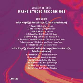 2CD Volker Kriegel: Mainz Studio Recordings1963-1969