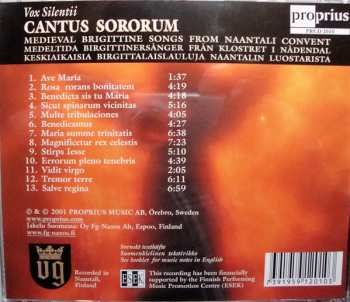 CD Vox Silentii: Cantus Sororum (Medieval Brigittine Songs From Naantali Convent)